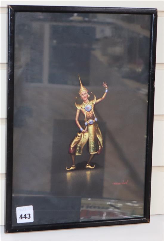 A pair of Siamese gouache of Eastern dancers, indistinctly signed, 39 x 26cm